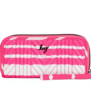 New (without tags) Lug Straddle Wristlet RFID Wallets in Magenta Stripe